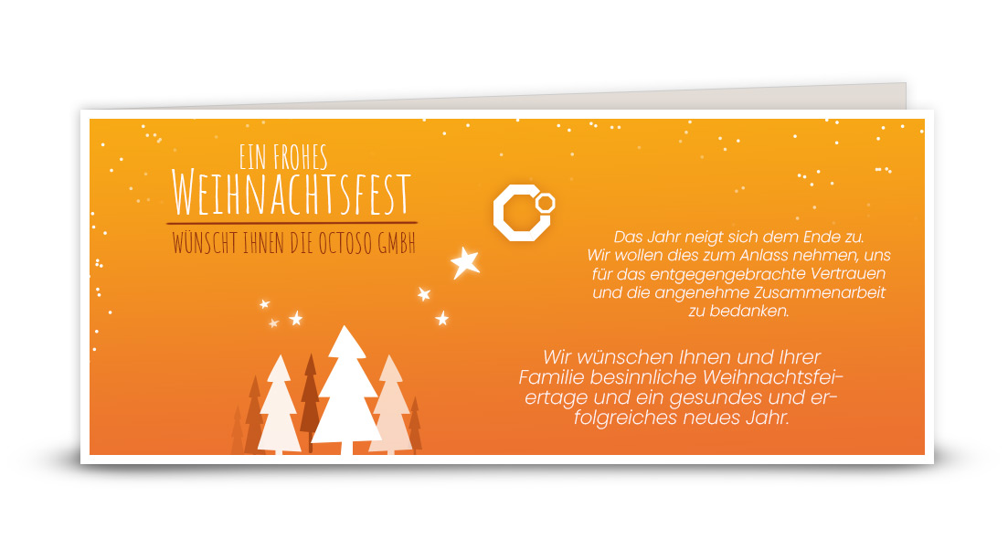 Das Bild zeigt die Weihnachtsgrüße 2025 der Octoso GmbH.